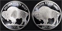 (2) 1 OZ .999 SILVER BUFFALO ROUNDS