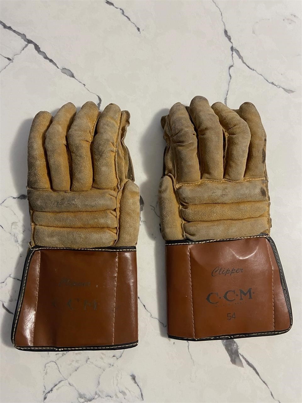 1940s 13" CCM Clipper Leather Hockey Gloves