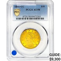 1891-CC $10 Gold Eagle PCGS AU58