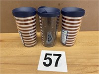 LOT OF 3 AMERICAN FLAG 16 OZ TERVIS TUMBLERS