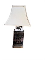 Vintage Tea Caddy Lamp with Silk Shade