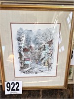 Framed Signed Colored Etching