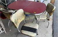 Chrome table w/butterfly leaf & 3 chairs-rough