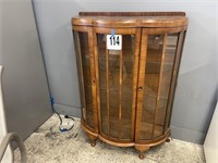 48" TALL VINTAGE CURVED GLASS CABINET W/ KEY