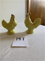 Porcelain Rooster and Chicken