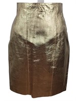 Salvatore Ferragamo Gold Leather Skirt