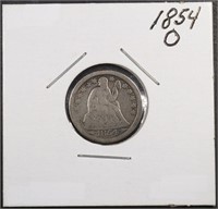 1854-O SEATED LIBERTY DIME FINE