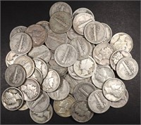 (50) MIXED DATES MERCURY DIMES