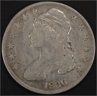 1836 CAPPED BUST HALF DOLLAR VF REEDED EDGE