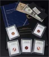 LINCOLN CENTS, BOND COUPON & NOTES