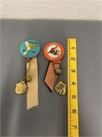 Vintage MLB PinBack Buttons w/ Ribbon/Charms