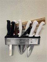Wall-mount Knife Holder & 12 Kitchen Knives