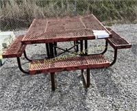 Square Perforated Steel Table, weathered