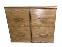 (2) wooden filing cabinets 26in x 16.5in x 16.25in