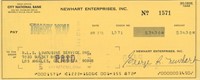George Newhart signed check