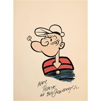 Popeye hand-drawn sketch signed by Bud Sagendorf