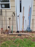 14+/-  Yard Tools, Rakes, Shovels, PicAxe, Post
