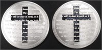 (2) 1 OZ .999 SILVER LORD'S PRAYER ROUNDS