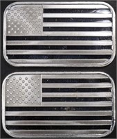 (2) 1 OZ .999 SILVER FLAG BARS