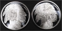 (2) 1 OZ .999 SILVER BUFFALO ROUNDS