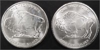 (2) 1 OZ .999 SILVER BUFFALO ROUNDS