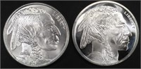 (2) 1 OZ .999 SILVER BUFFALO ROUNDS