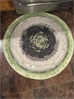 3 Kitchen Rugs, Green And Black Spiral