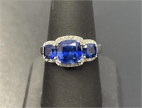 10 KT WG Sapphire Three-Stone Ring