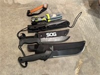 Lot of Knives and Head Lamp