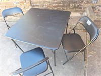 Black Card Table with 3 +/- Chairs