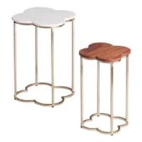 ROBIN MARBLE AND WOOD SCALLOPED NESTING TABLES 2