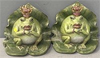 Painted Queen Frog Bookends Resin