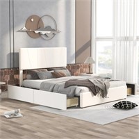 1 Queen Size Upholstery Platform Bed With Four