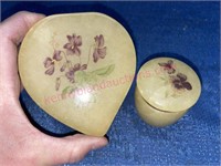 (2) Italian Alabaster trinket boxes