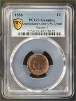 US Coins 1886 Indian Head Cent UNC Detail (Questio