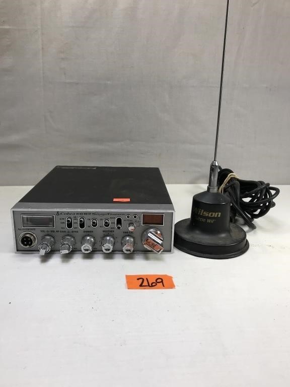 Vintage Cobra Sound Tracker CB Radio and Antenna