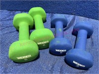 4 Weider dumbells (2 sets) 5-lb, 8-lb