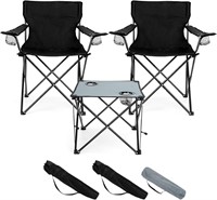 HaSteeL Camping Chair Set  Black  Large Size