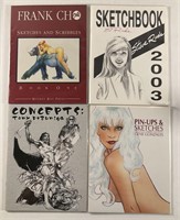 Four Autographed/Numbered Artists Sketchbooks