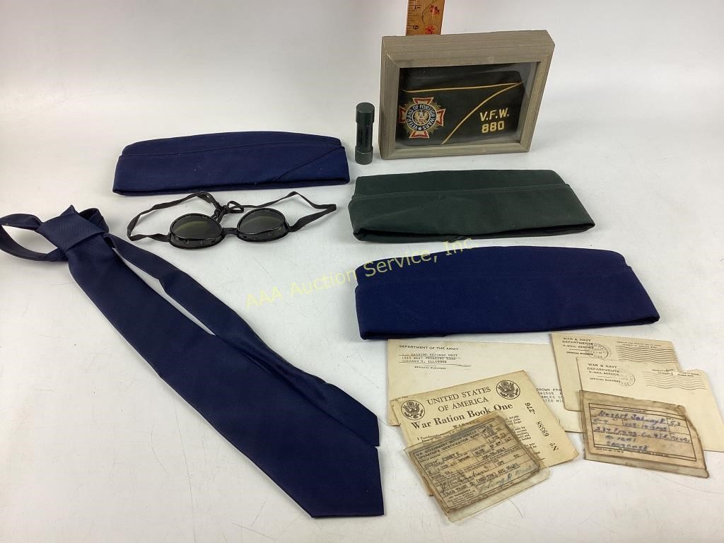 VFW 880, embroidered hat, welding goggles, United