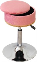 Adjustable Stool Makeup Chair  Faux Leather (Pink)