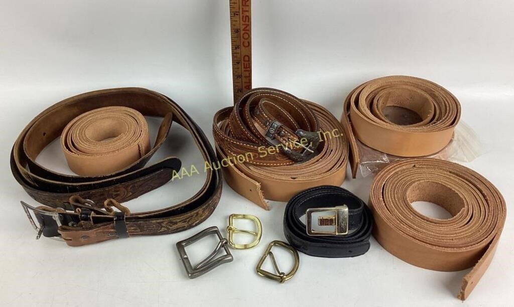 Various Leather Belt Buckles and Buckles.