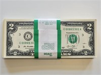 100 - $2 Federal Reserve Notes Sequential