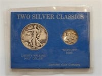 Two Silver Classics Walking Half and Mercury Dime