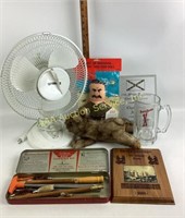 Rifle cleaning kit, plush rabbit, Saddam voodoo