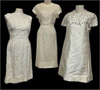 Vintage 1980s White Beaded Sequin Evening Gowns