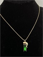 Emerald Green Stone & Leopard pendant