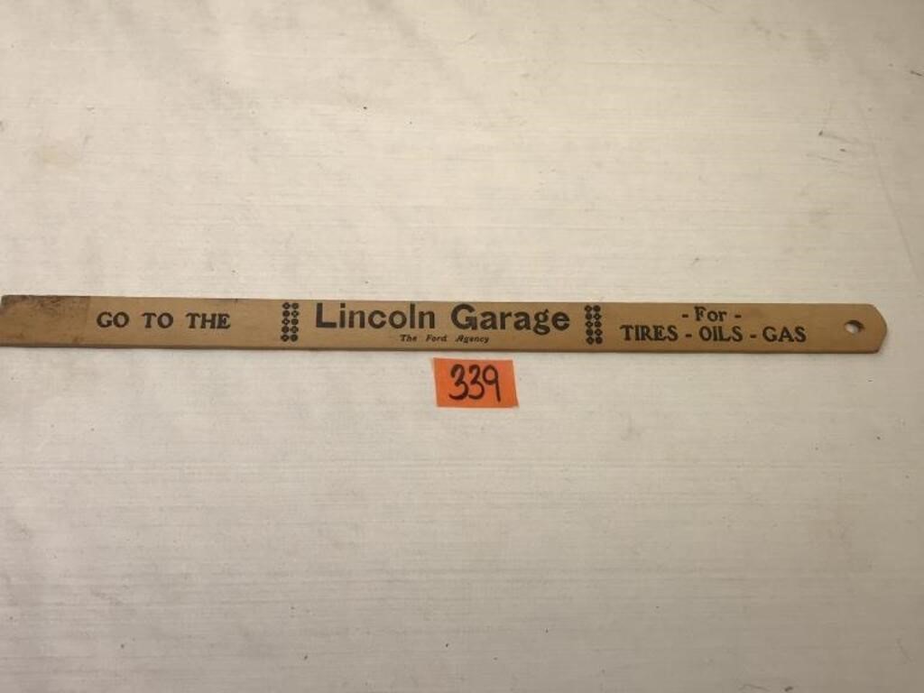 Vintage Lincoln Garage Wooden Fuel/Oil Gage