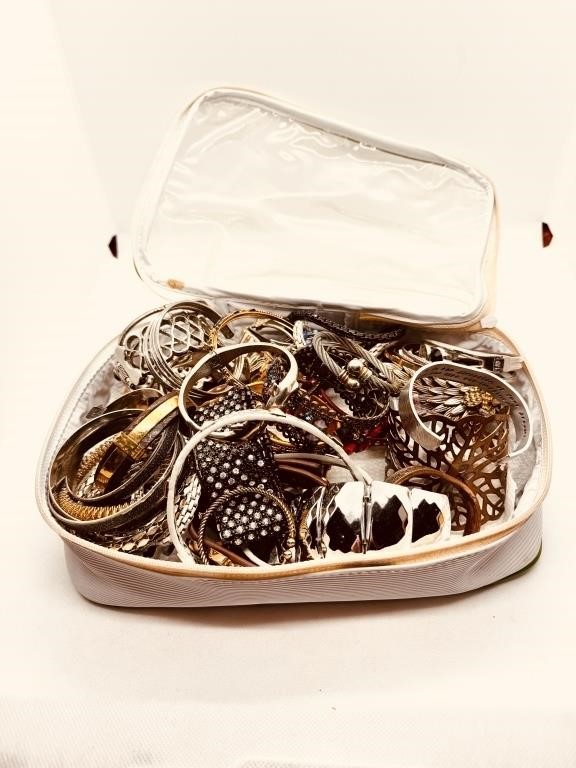 Estate Jewelry Box of bracelets over 50 vintage