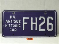 Pennsylvania Antique Historic Car License Plate